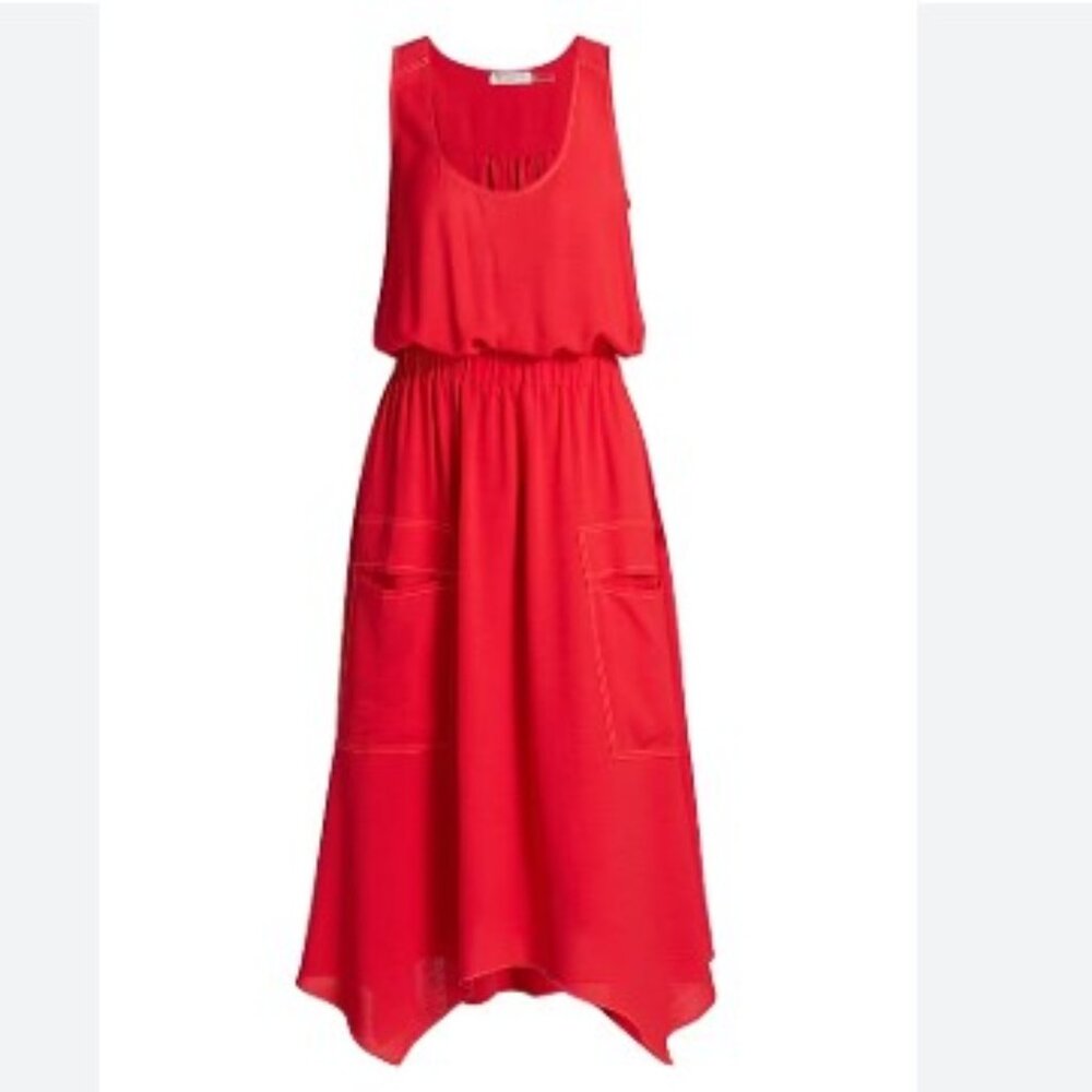 Ramy Brook Hallie Red Sleeveless Midi Dress XL EUC